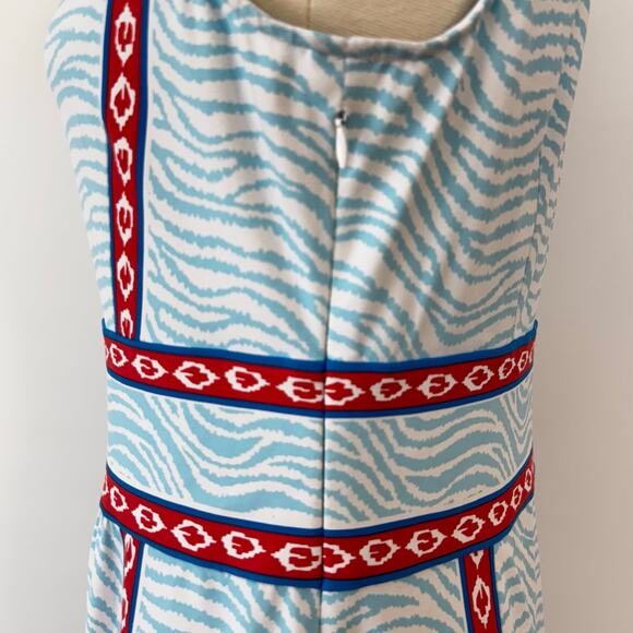 J. McLaughlin Lola Blue Sheath Dress Catalina Cloth Knee-Length Zebra Print | M - Picture 6 of 11